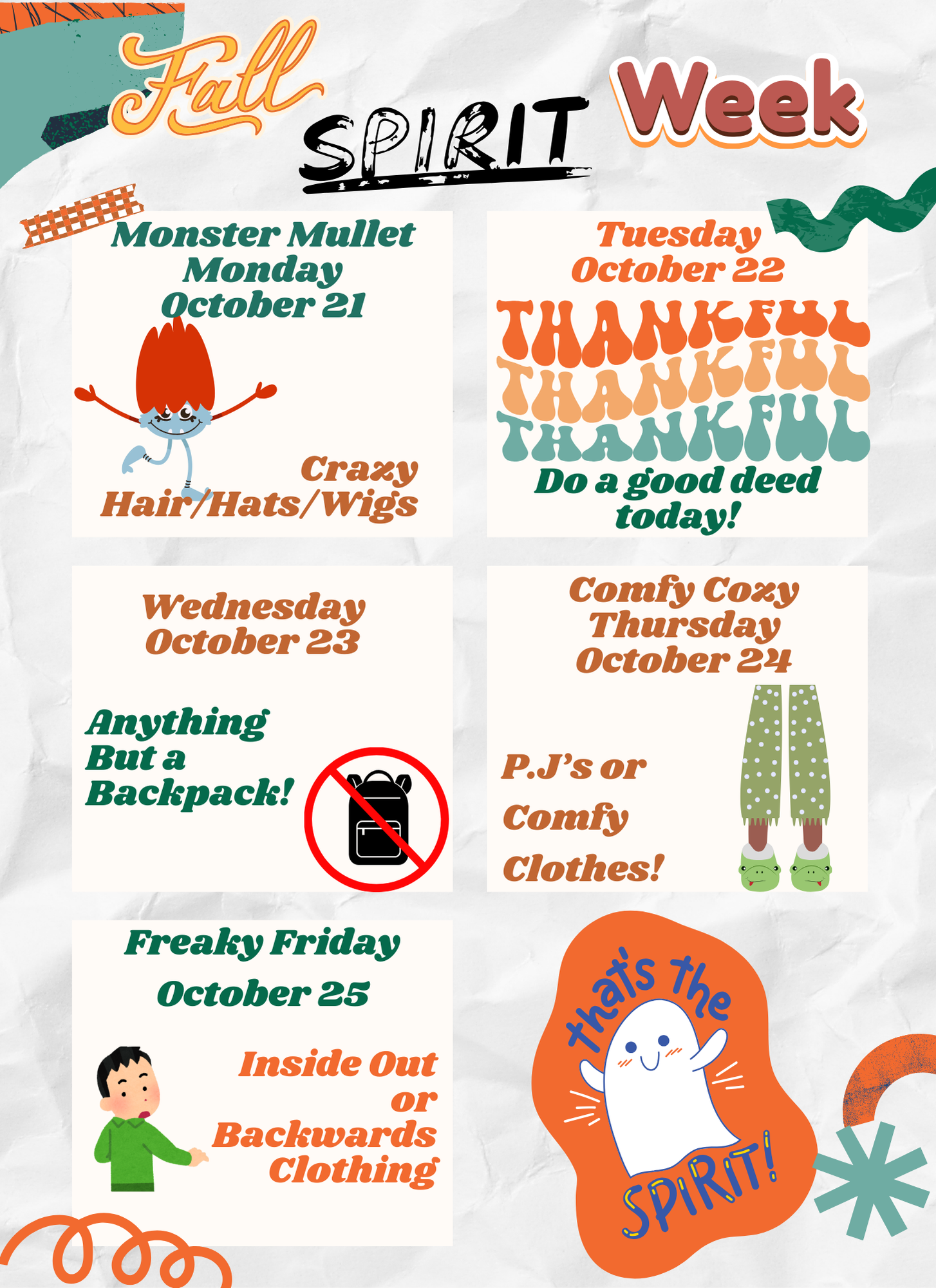 Fall Spirit Week (October 21-25)