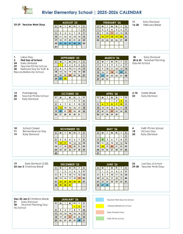 2025/26 School Year Calendar
